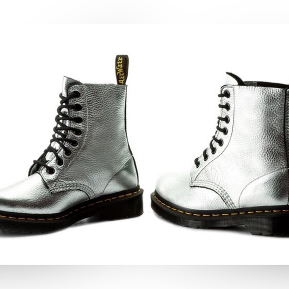 Dr. Martens Silver and Black Combat Boots - Picture 1 of 6